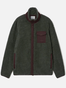 Giacca Keystone verde militare in teddy con chiusura zip
