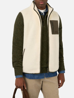 Gilet Keystone bianco panna in teddy con chiusura con zip