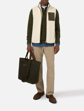 Gilet Keystone bianco panna in teddy con chiusura con zip