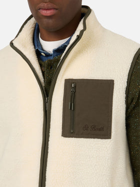 Gilet Keystone bianco panna in teddy con chiusura con zip