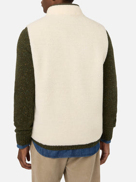 Gilet Keystone bianco panna in teddy con chiusura con zip