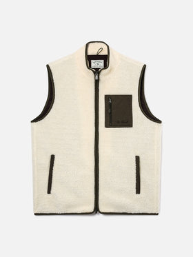 Gilet Keystone bianco panna in teddy con chiusura con zip