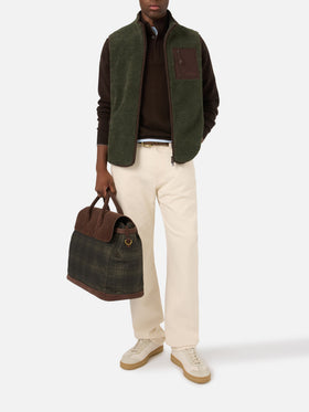 Gilet Keystone verde militare in teddy con chiusura con zip