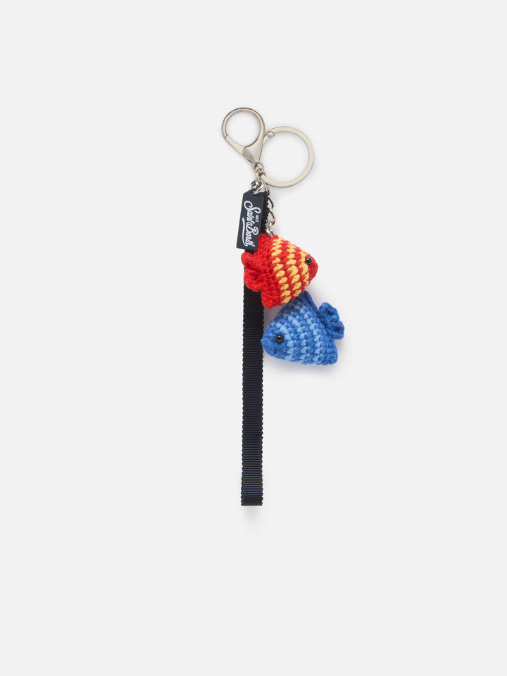 Keyring  with fishes crochet charm