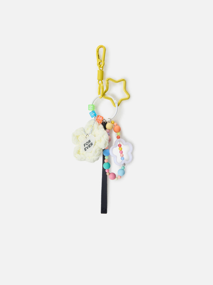 Funny bag Charm with crochet padded daisy