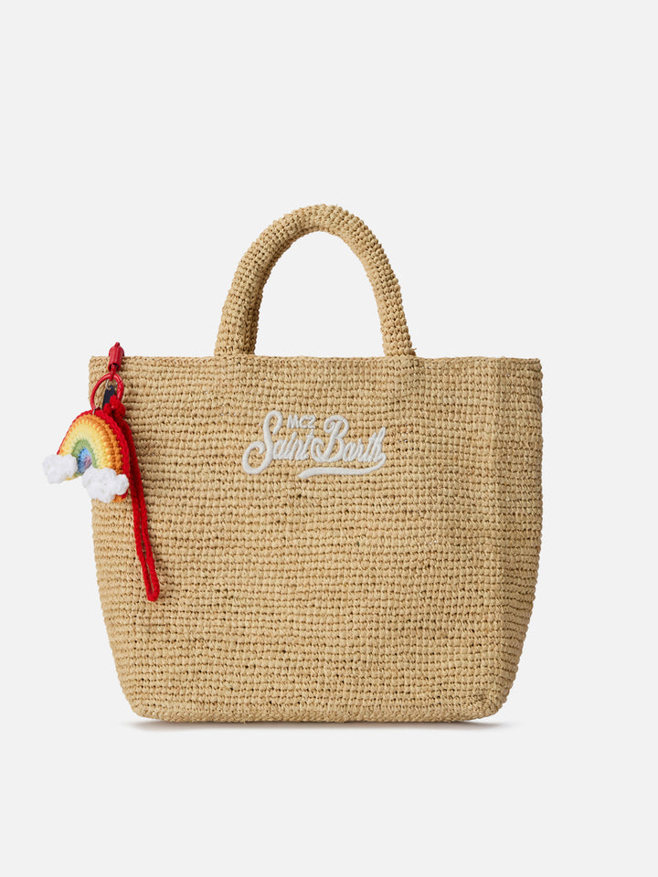 Funny bag Charm with crochet padded rainbow