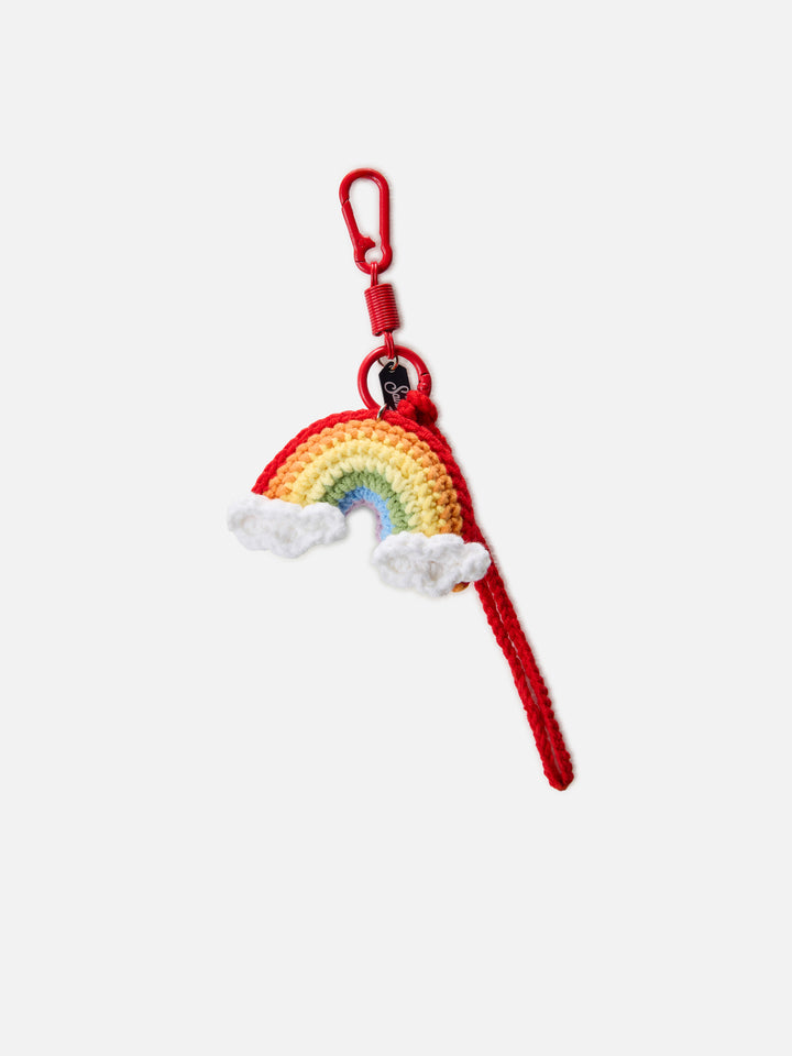 Funny bag Charm with crochet padded rainbow
