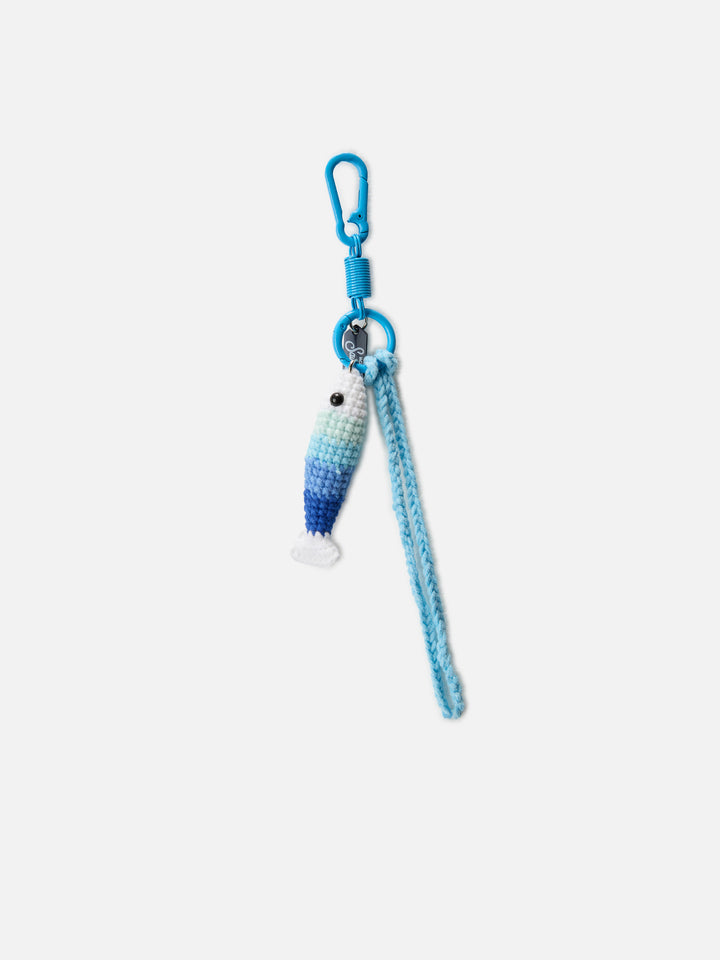 Funny bag Charm with crochet sardine fish