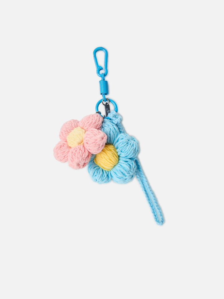 Funny bag Charm with crochet flowers