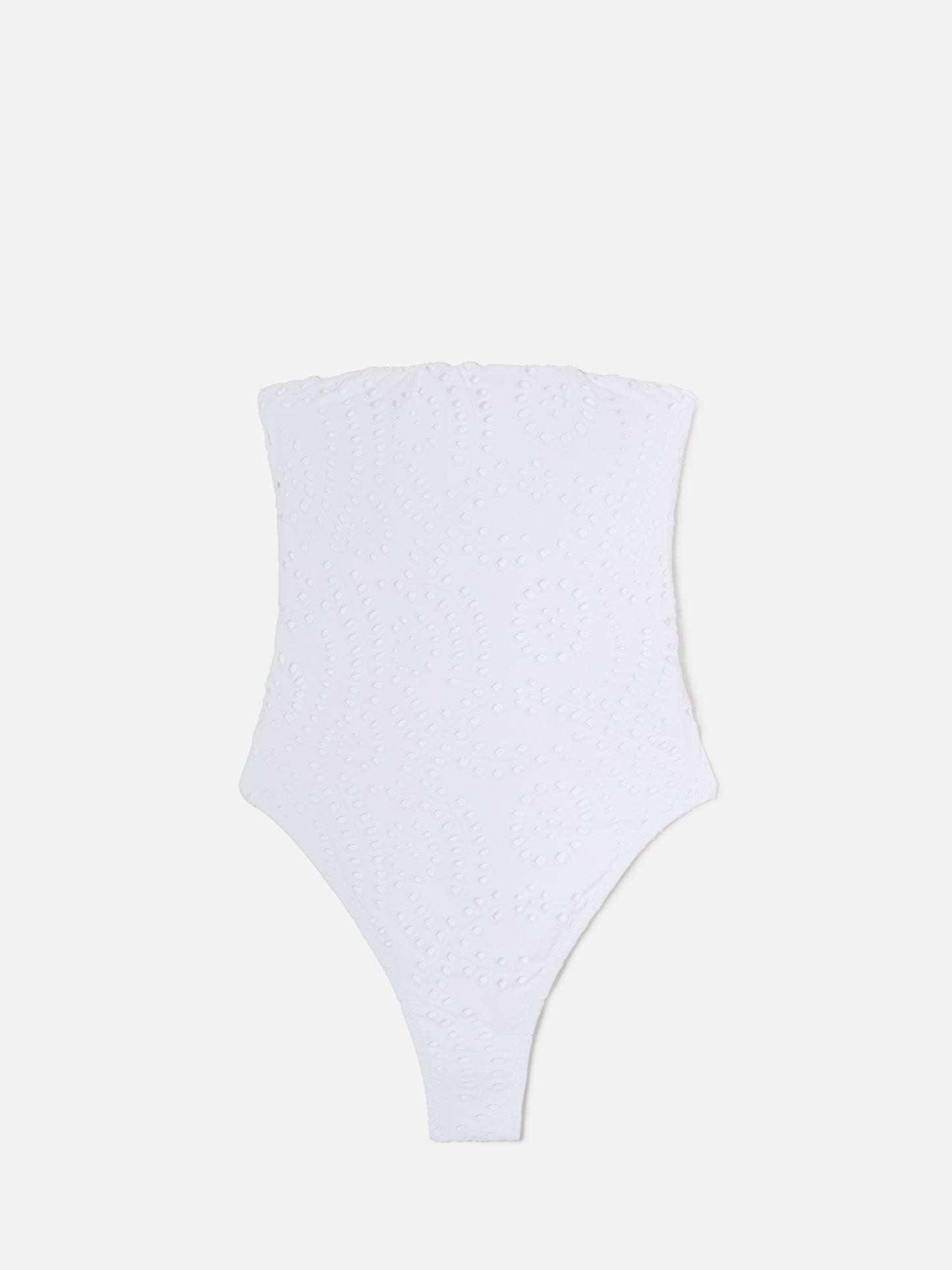 Khyra bandeau one-piece swimsuit in white sangallo textile