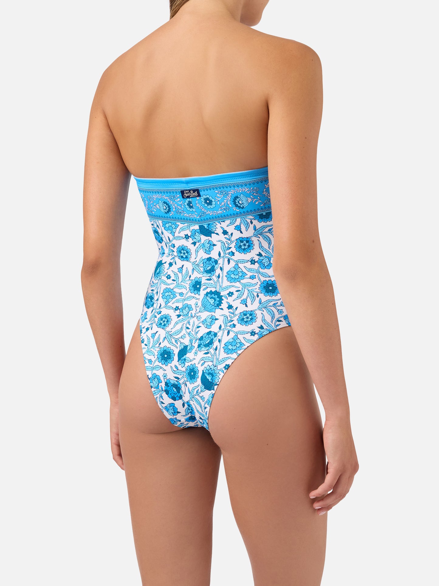 Maillot de bain une-pièce bandeau Khyra à imprimé batik floral 