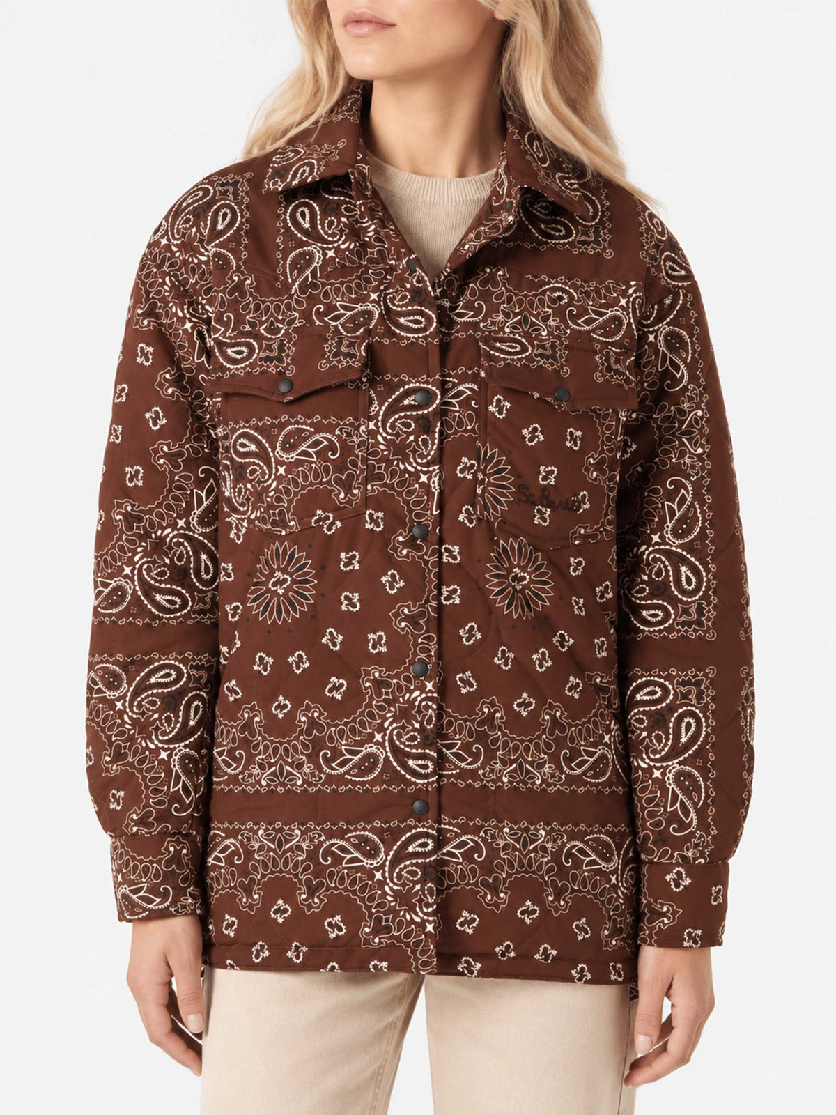 Veste matelassée Kimmy marron à imprimé bandana 