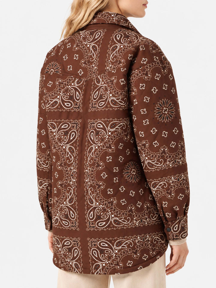 Brown Kimmy quilted jacket with bandana print