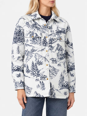 Chaqueta acolchada ligera Kimmy con estampado toile de jouy azul 