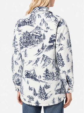 Chaqueta acolchada ligera Kimmy con estampado toile de jouy azul 