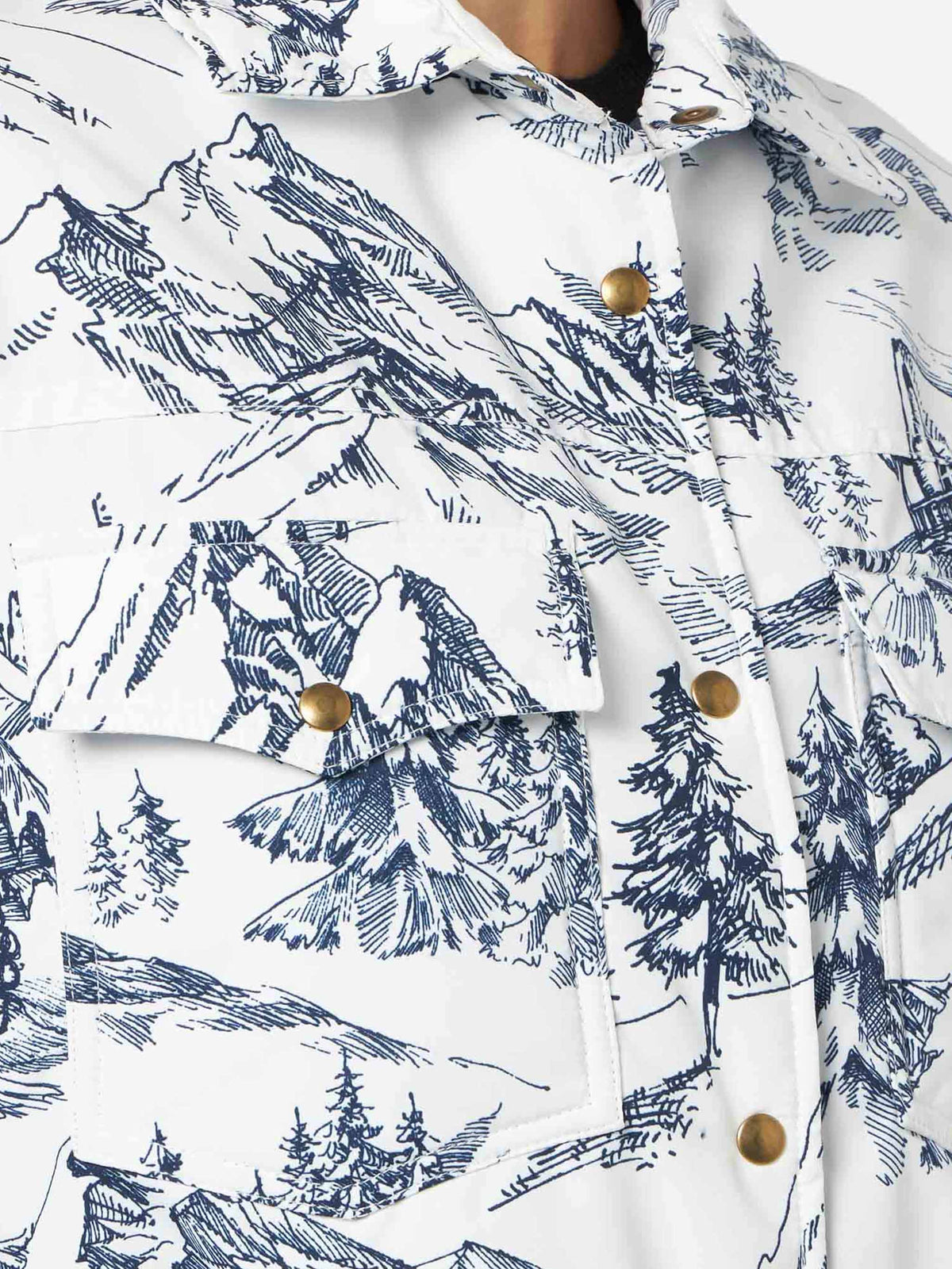 Chaqueta acolchada ligera Kimmy con estampado toile de jouy azul 