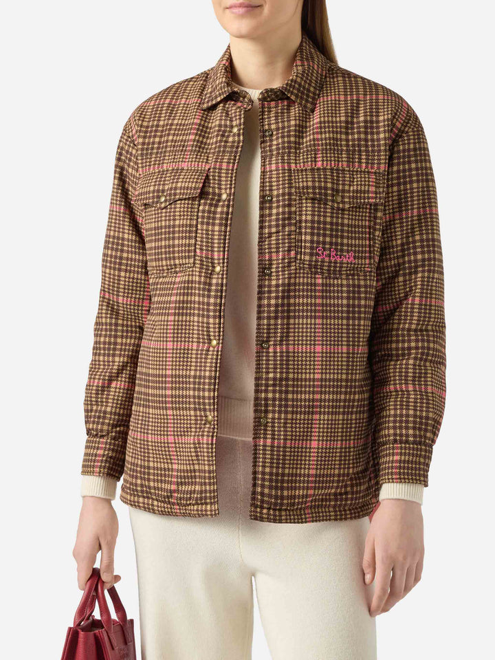 Giacca imbottita leggera trapuntata Kimmy con stampa pied de poule