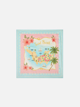 Foulard Kitana in seta con stampa mappa St. Barth