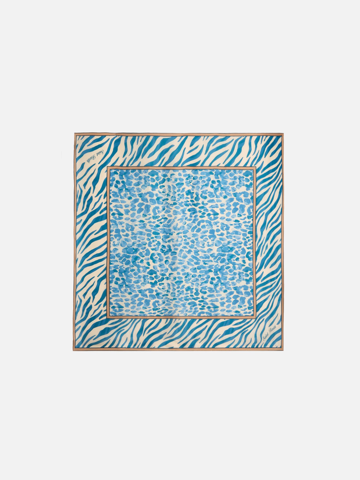 Foulard Kitana in seta con stampa animalier blu