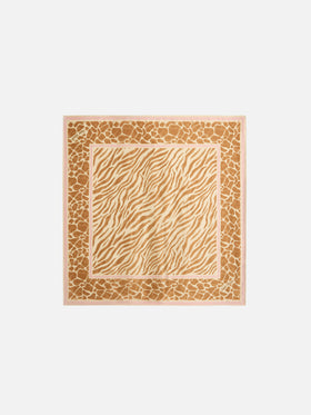 Kitana pure silk foulard with beige animal print