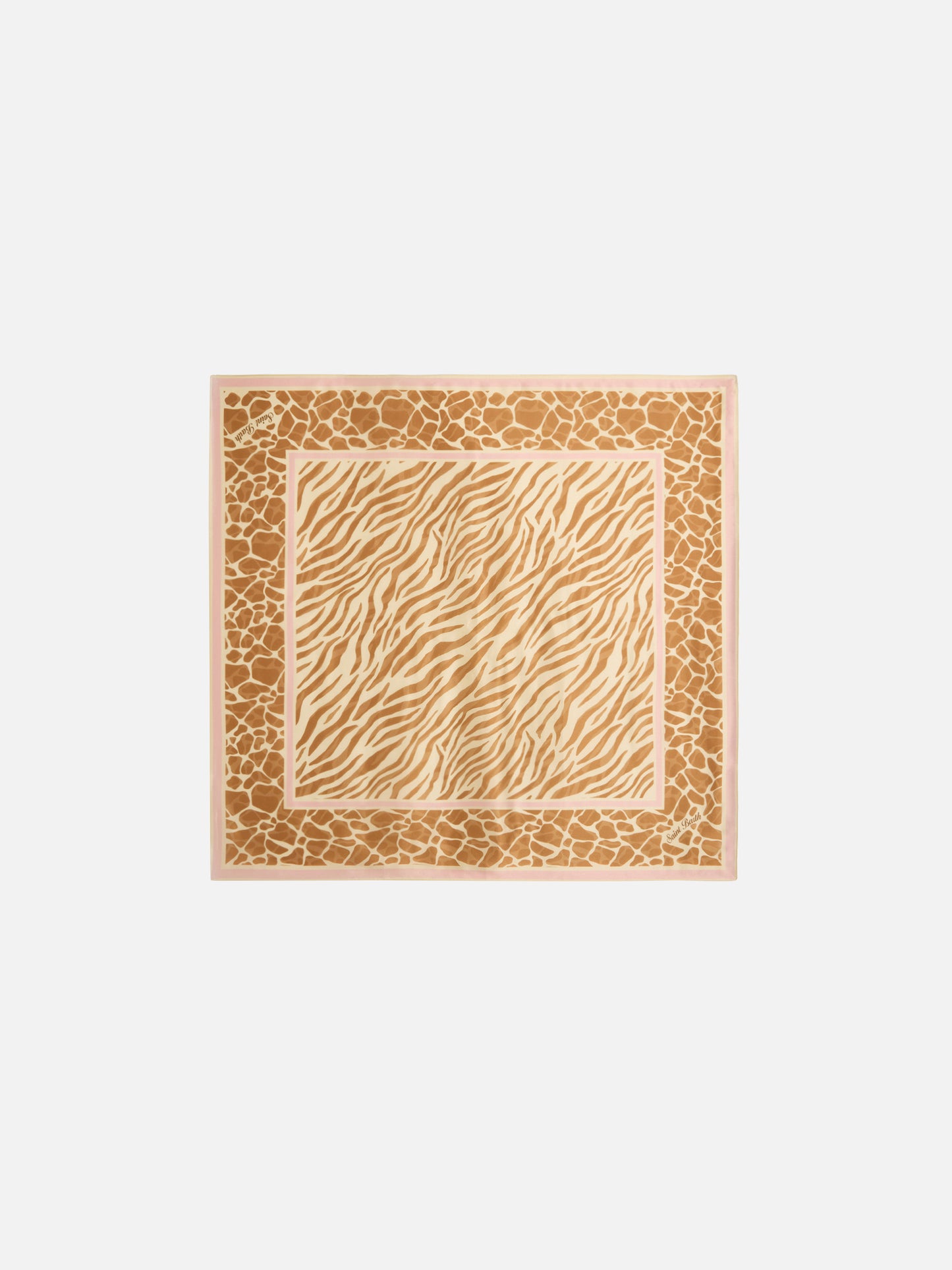 Kitana pure silk foulard with beige animal print