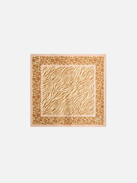 Kitana pure silk foulard with beige animal print