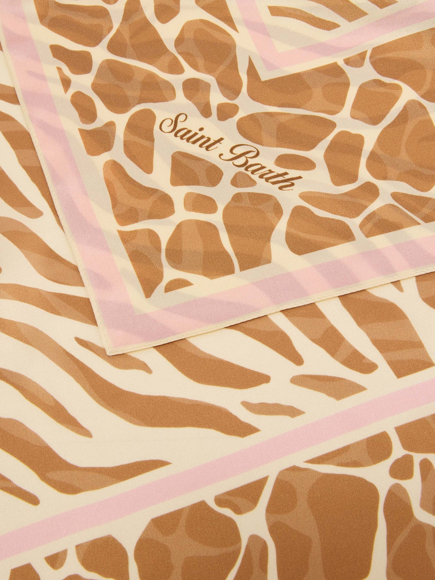 Kitana pure silk foulard with beige animal print