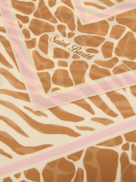 Kitana pure silk foulard with beige animal print