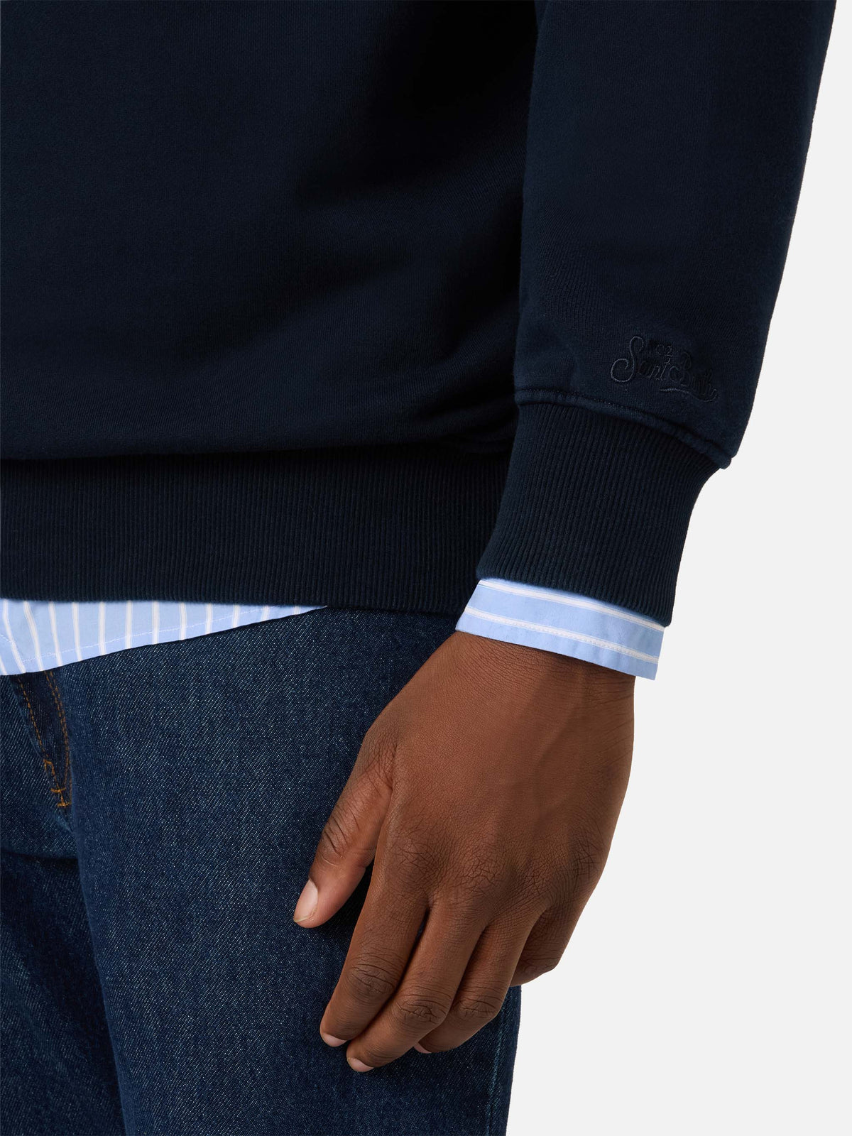 Sudadera de algodón Kenneth Navy blue con monograma SB Legacy 