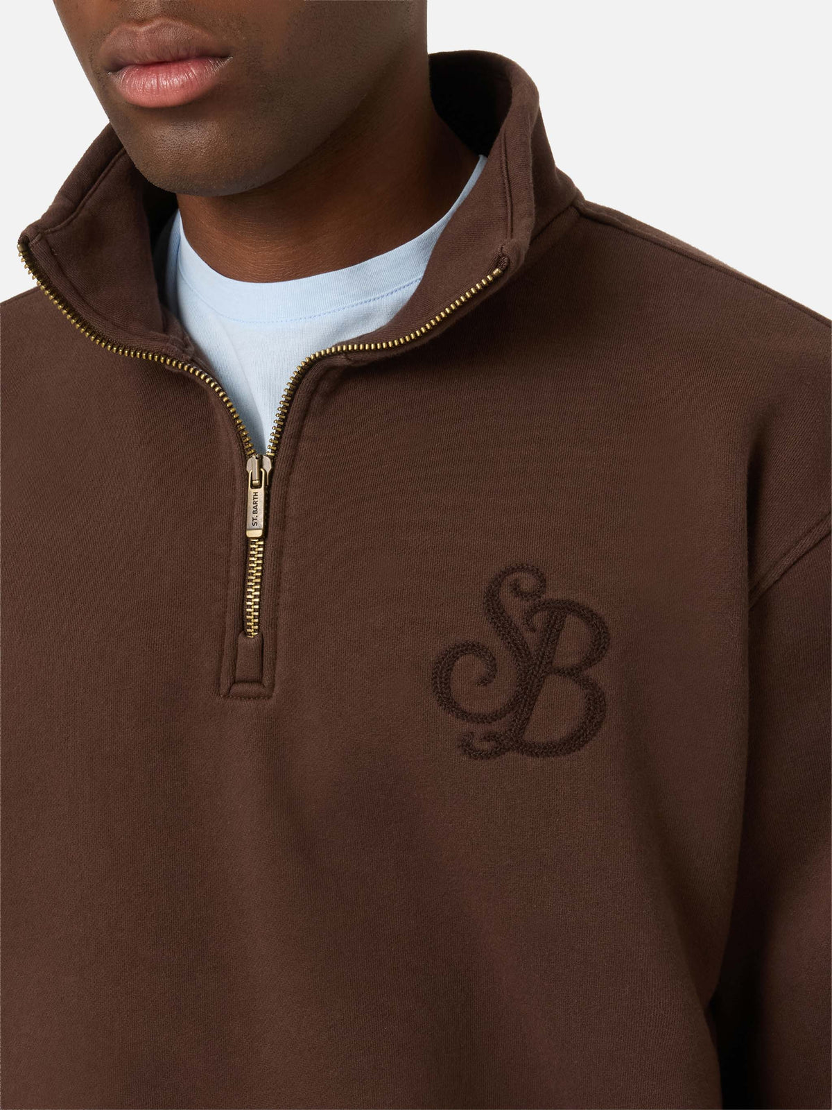 Brown Kenneth cotton sweatshirt with SB Legacy monogram