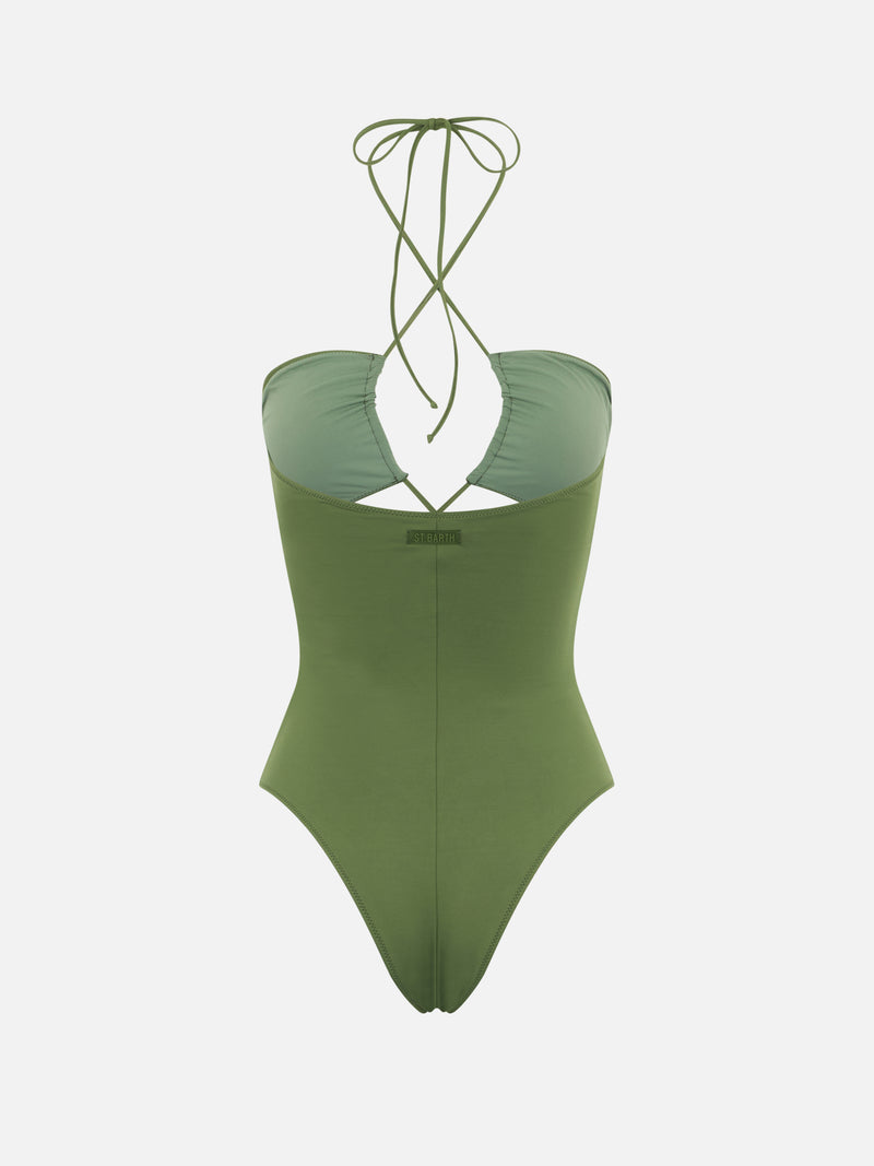 Costume intero verde militare cutout Kinsley