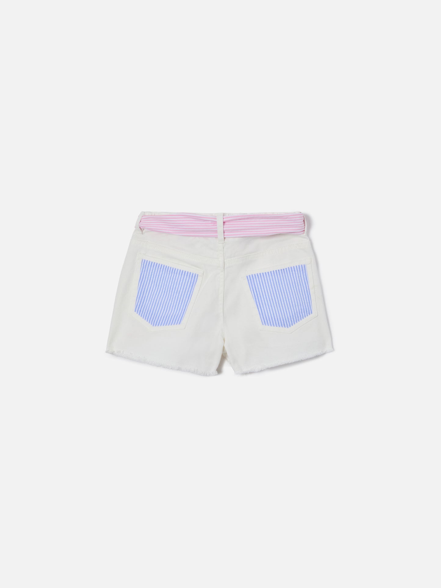 Kiko Jr cotton denim shorts with seersucker details