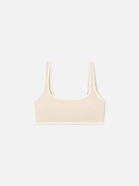 Top fitness Kassie beige con bordi a contrasto
