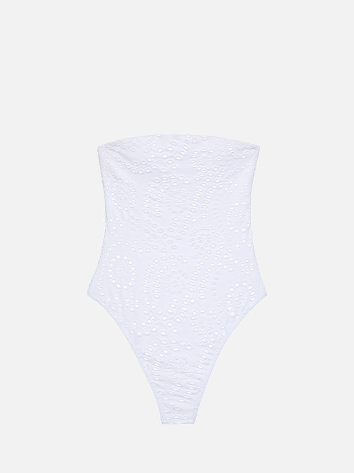 Kayla white sangallo lace one-piece swimsuit