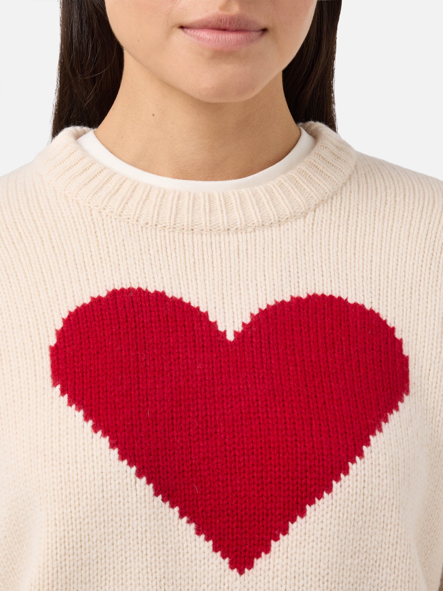 Kyla wool sweater in white with Cortina jacquard