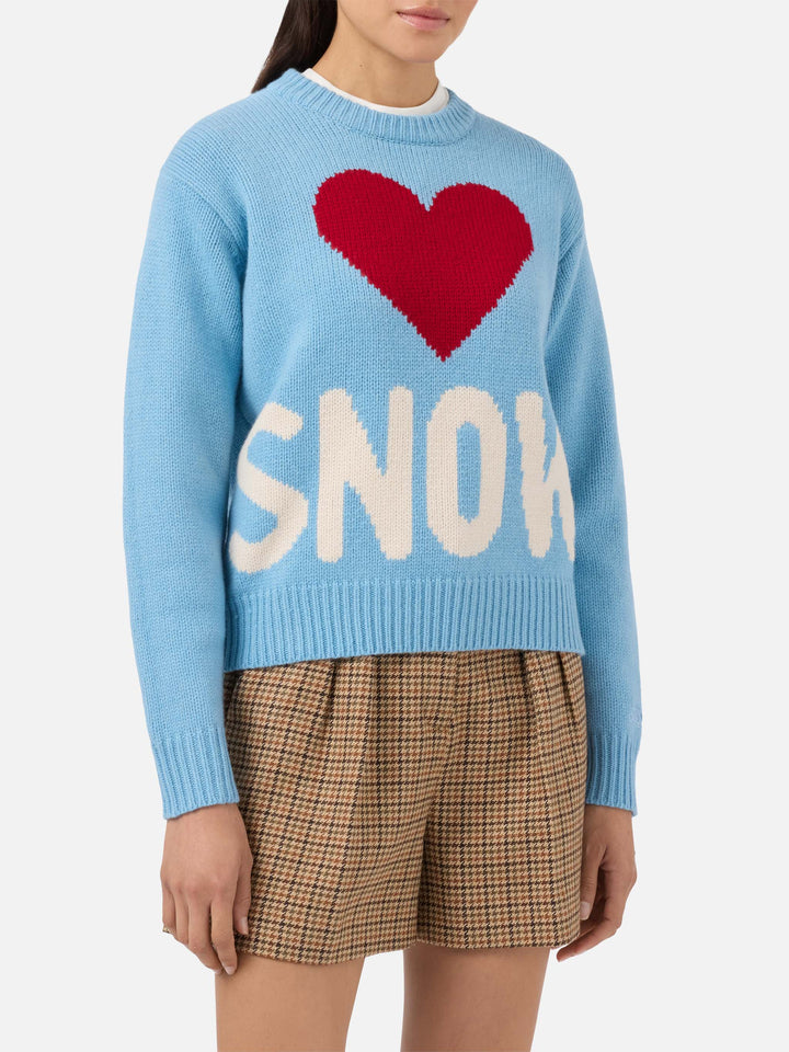 Maglione Kyla in lana azzurro con jacquard Snow