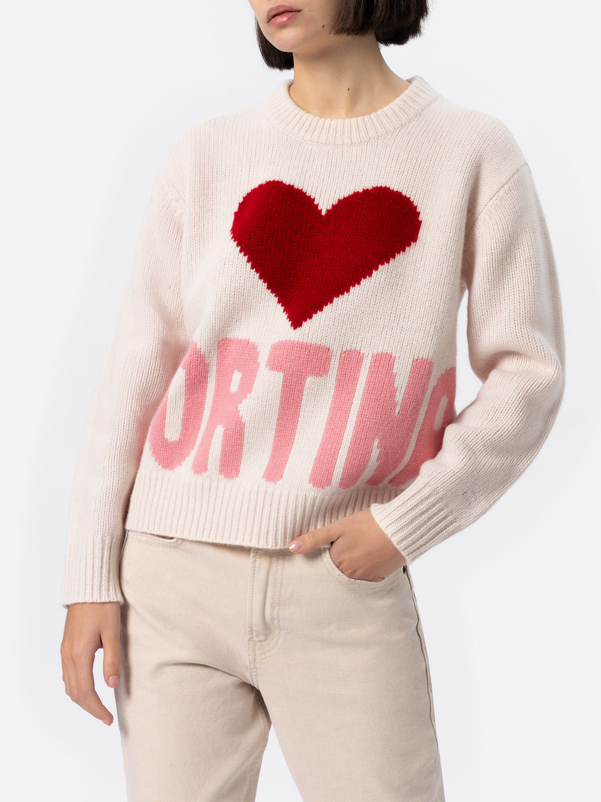 Maglione bianco fair isle Kyla da donna con jacquard Cortina
