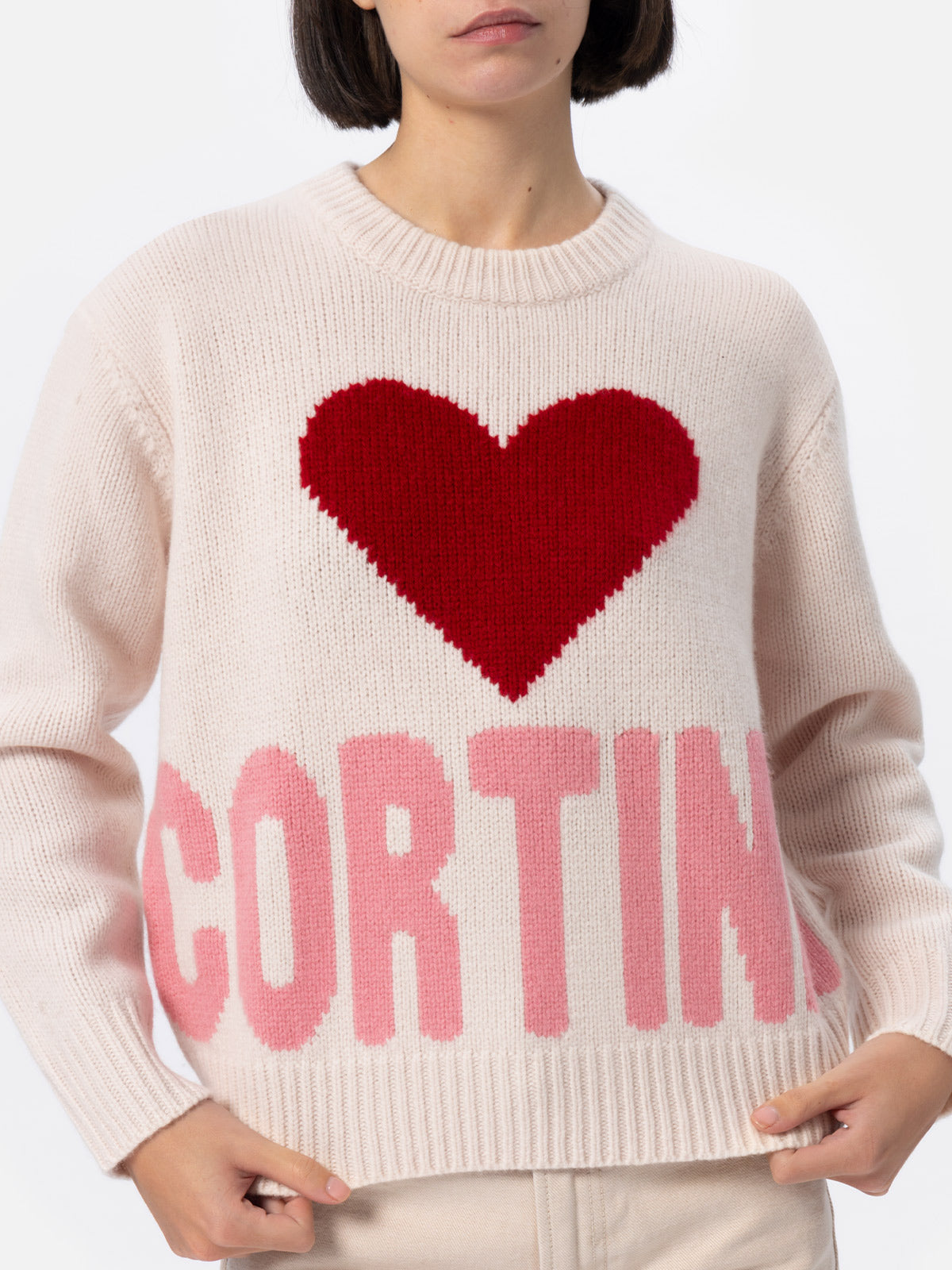 Maglione bianco fair isle Kyla da donna con jacquard Cortina