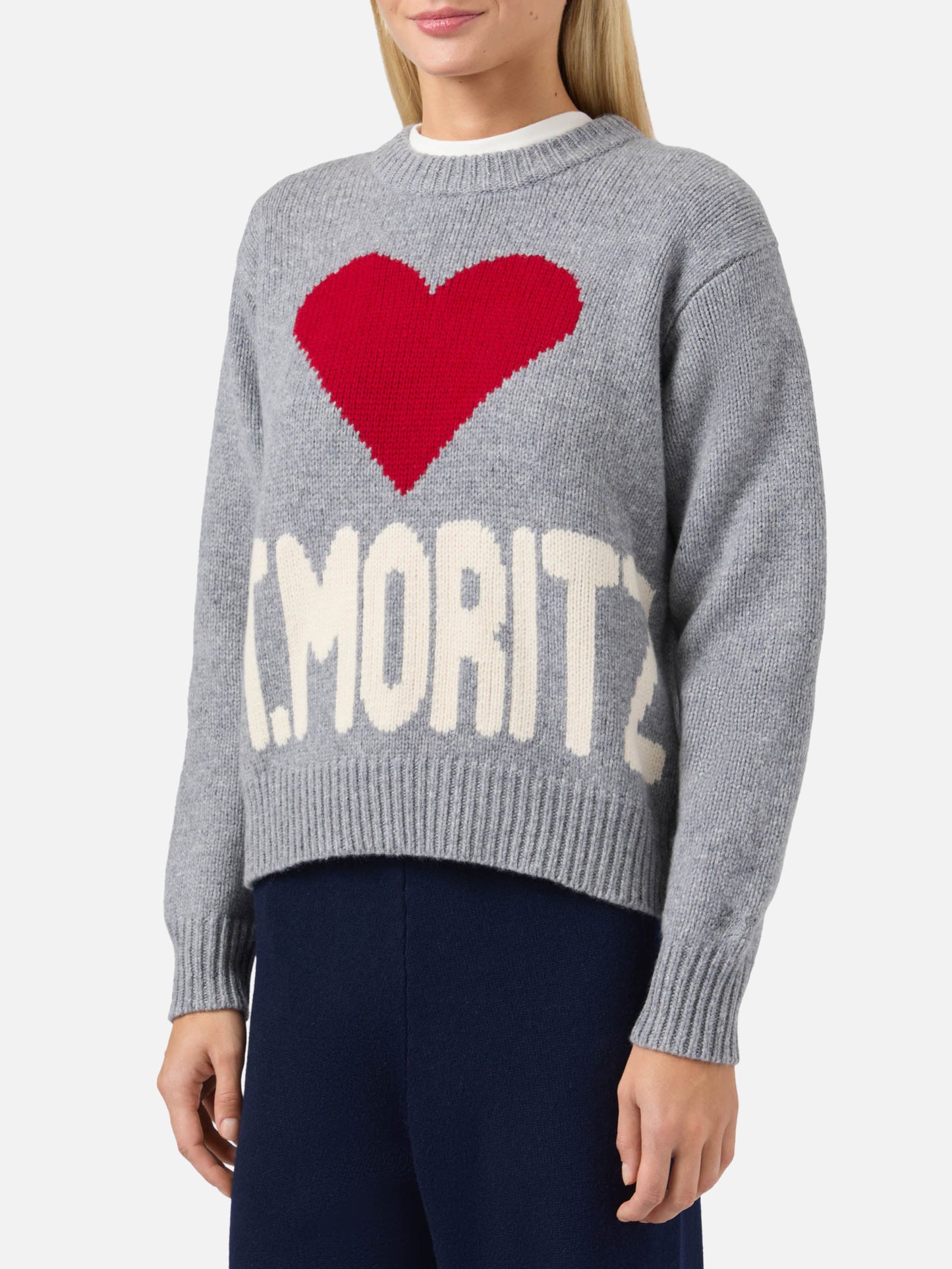 Kyla wool sweater in grey with St. Moritz jacquard