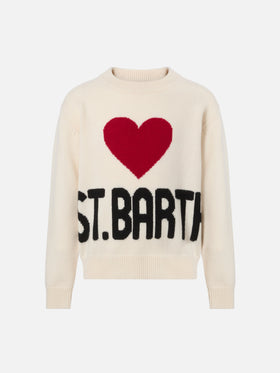 Kyla Jr wool sweater with St. Barth heart jacquard