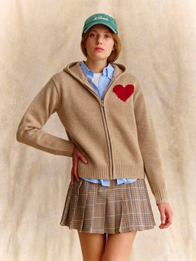 Beige Kyla wool knit hoodie with St. Barth intarsia