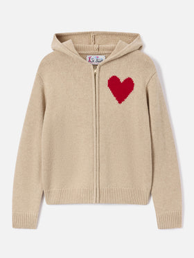 Hoodie en maille de laine Kyla beige avec intarsia St. Barth 