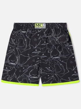 Short de bain garçon à imprimé requin 