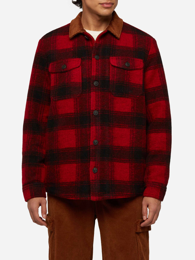 Man wool blend overshirt Landeck with tartan print