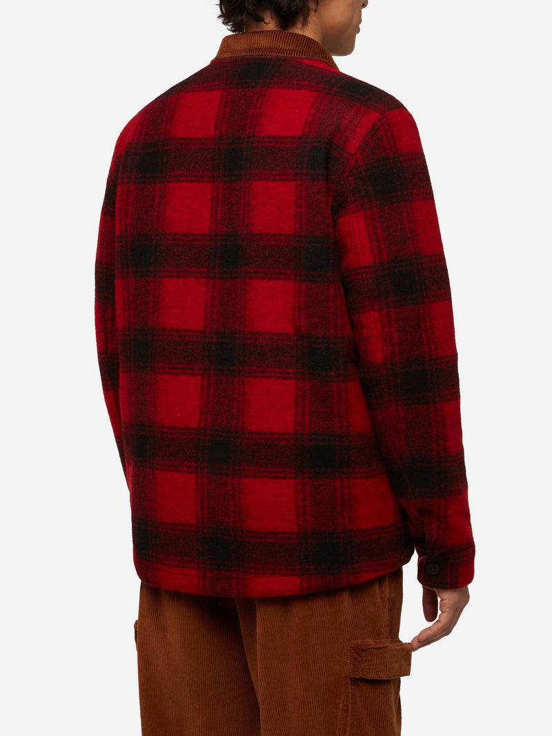 Man wool blend overshirt Landeck with tartan print