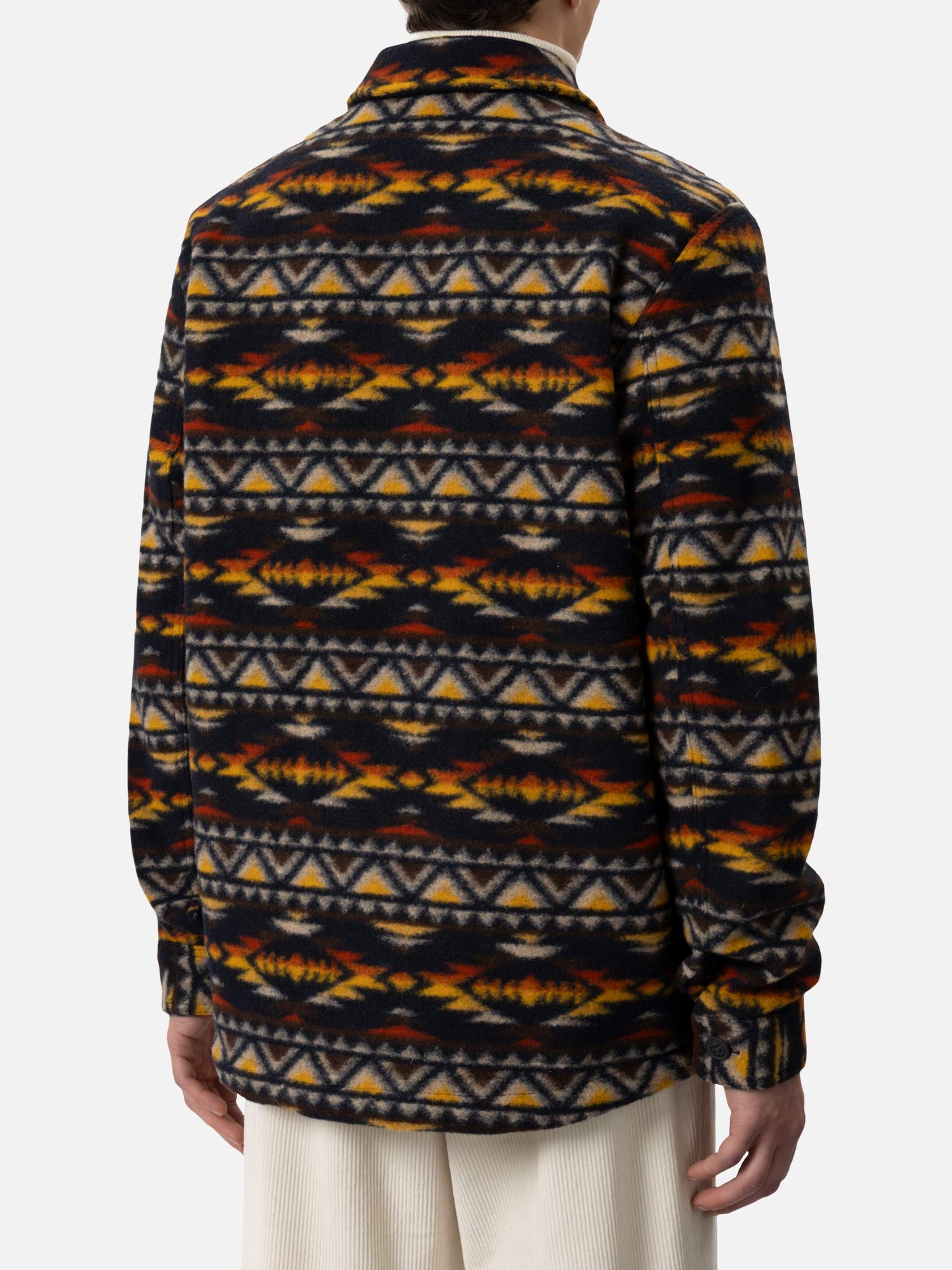 Man wool blend overshirt Landeck with navajo plaid print