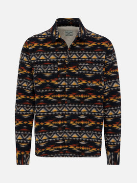 Man wool blend overshirt Landeck with navajo plaid print