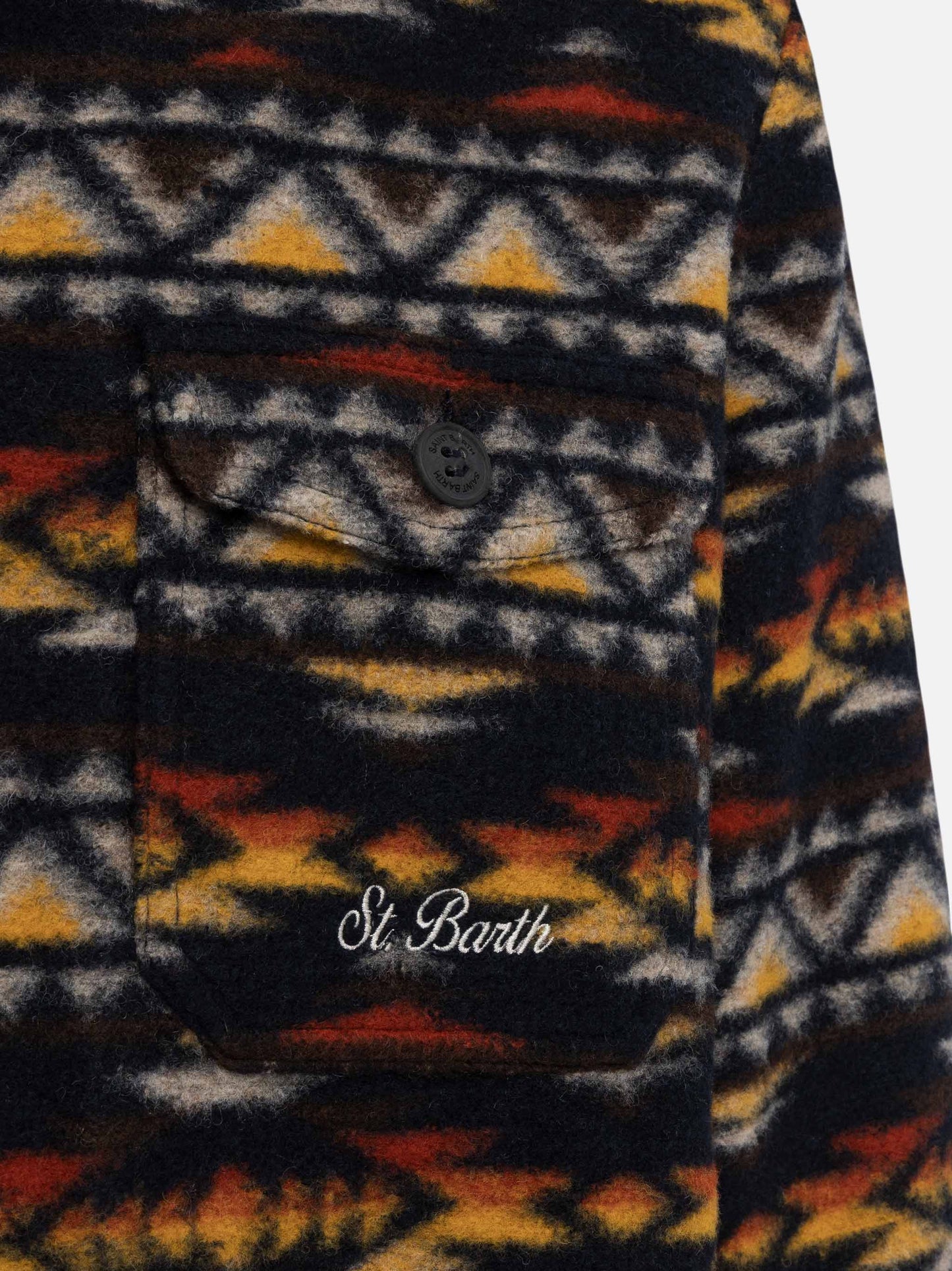 Man wool blend overshirt Landeck with navajo plaid print