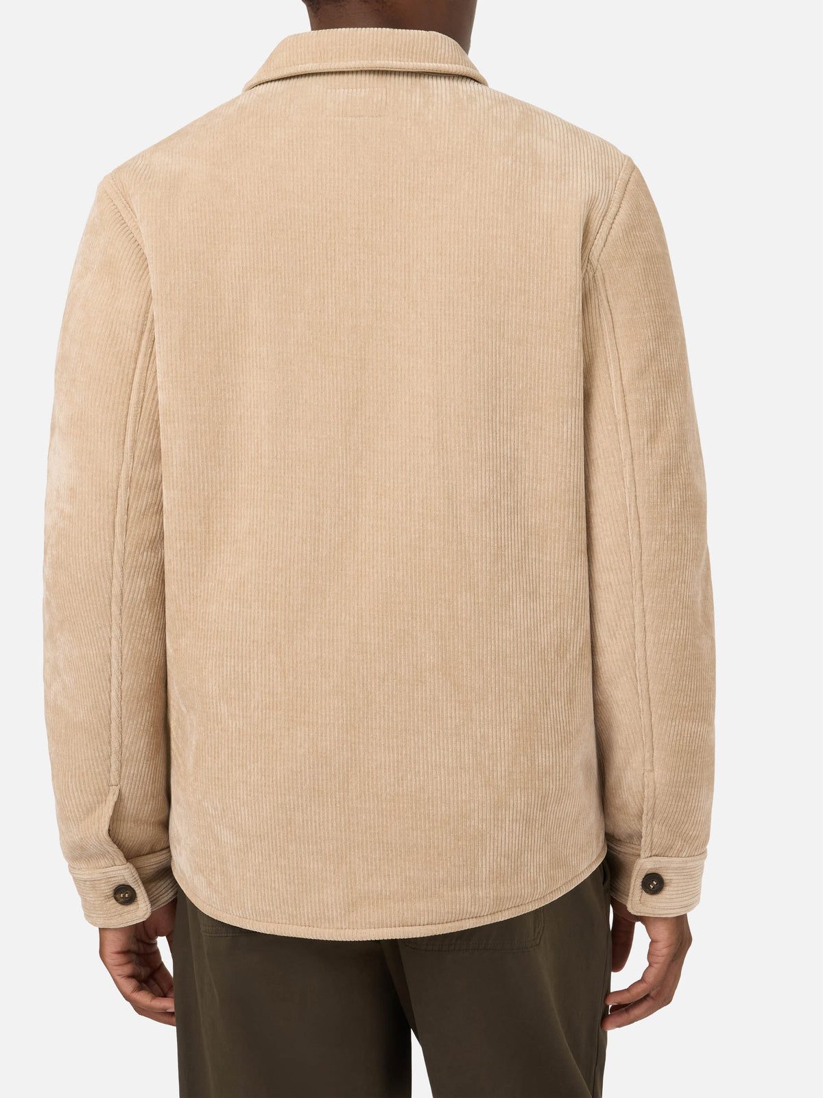 Overshirt Landeck beige in velluto a costine con fodera in teddy