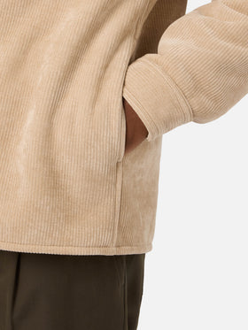 Overshirt Landeck beige in velluto a costine con fodera in teddy